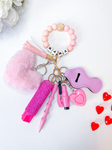 Pink Mama Beaded Safety Keychain